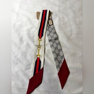 Gucci Red and Blue GG Monogram Scarf